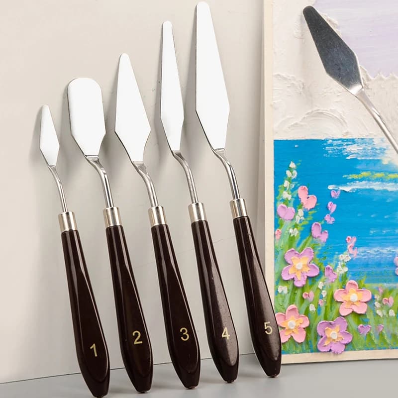Couteau peinture – set de 5 couteaux à palette numérotés, manche noir